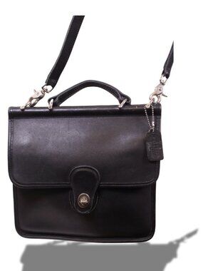Vintage Coach Black Leather Willis Top Handle Crossbody Bag USA Made
